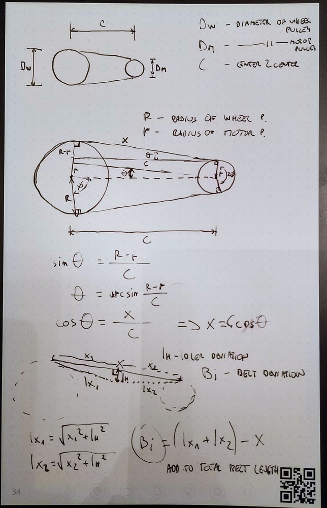 How to calculate center to center distance with an Idler Pulley? ESK8